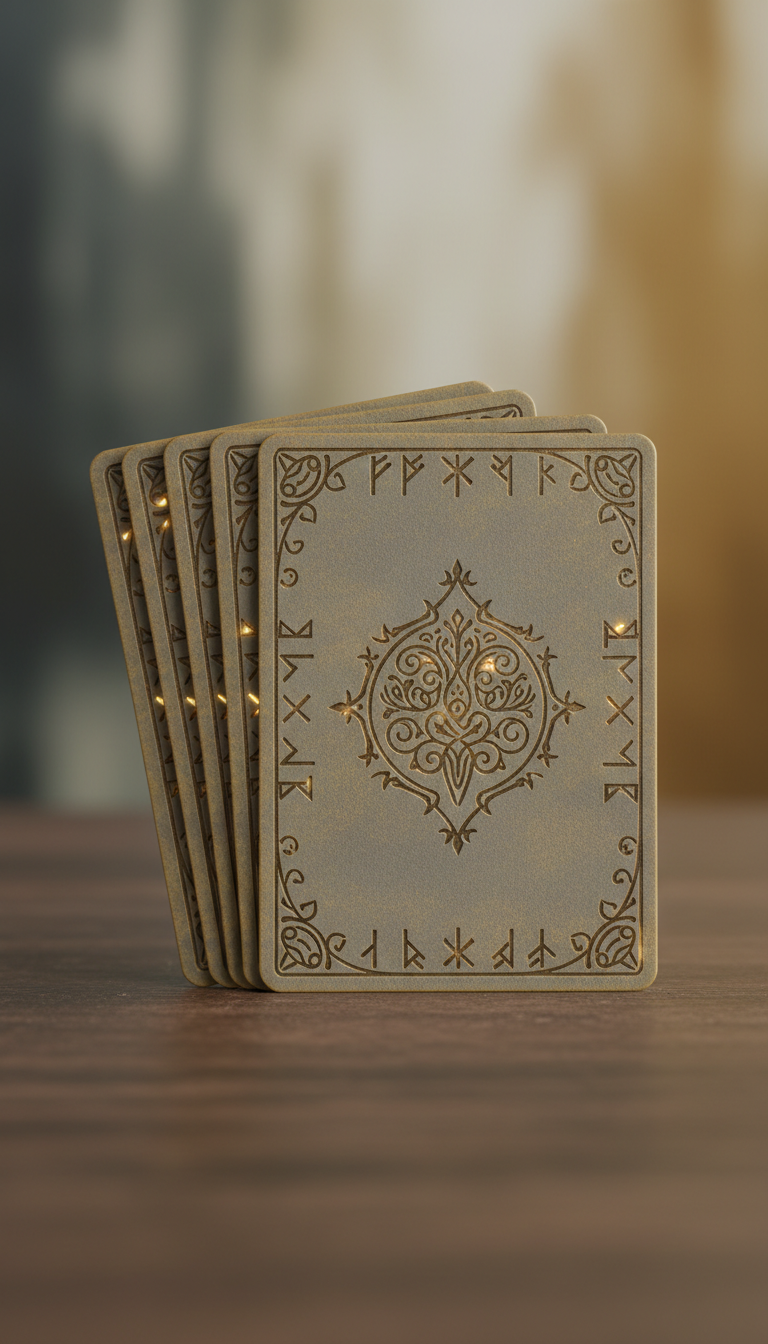 Rune-etched card sleeve set in custom colors